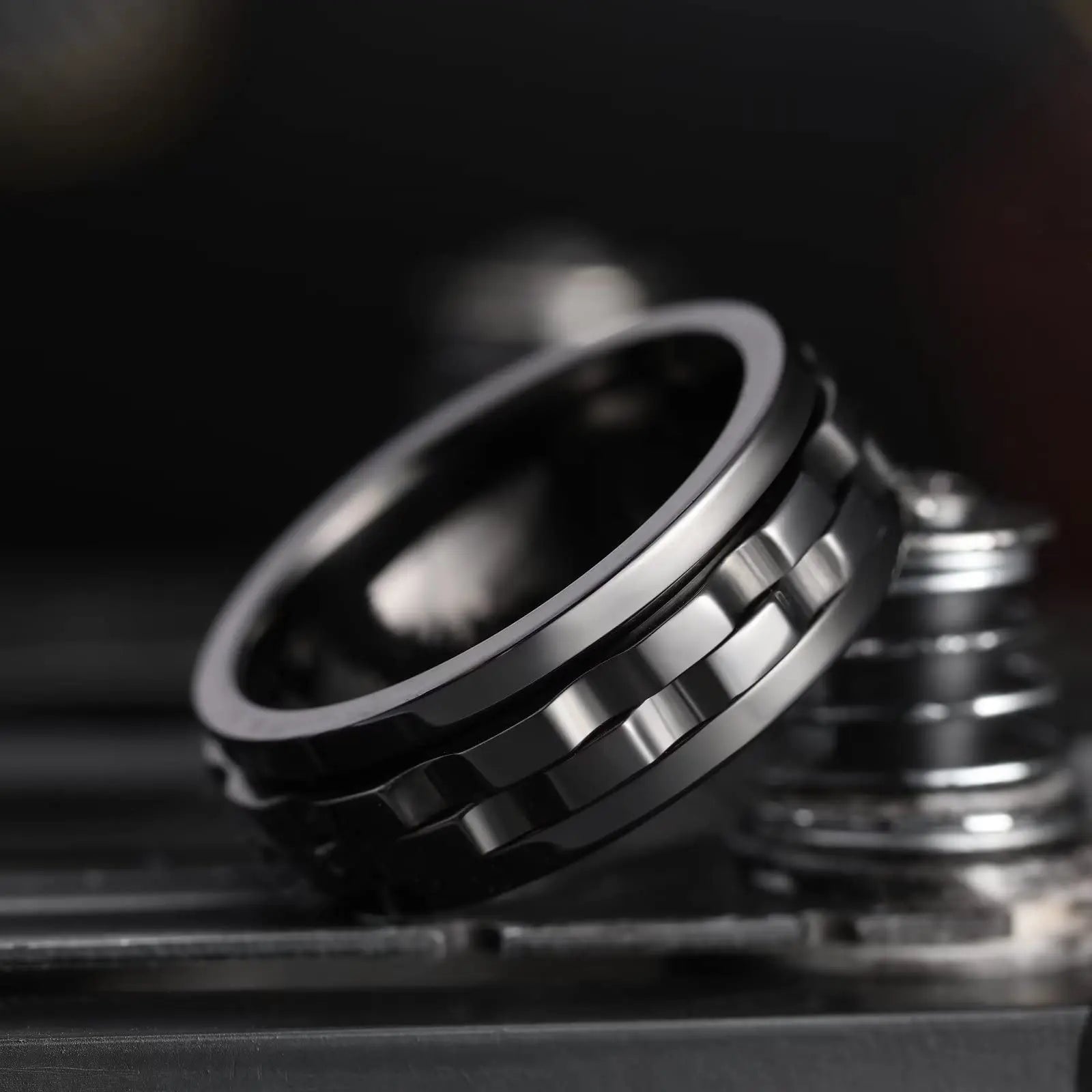 Punk Rotating Fidget Ring Titanium