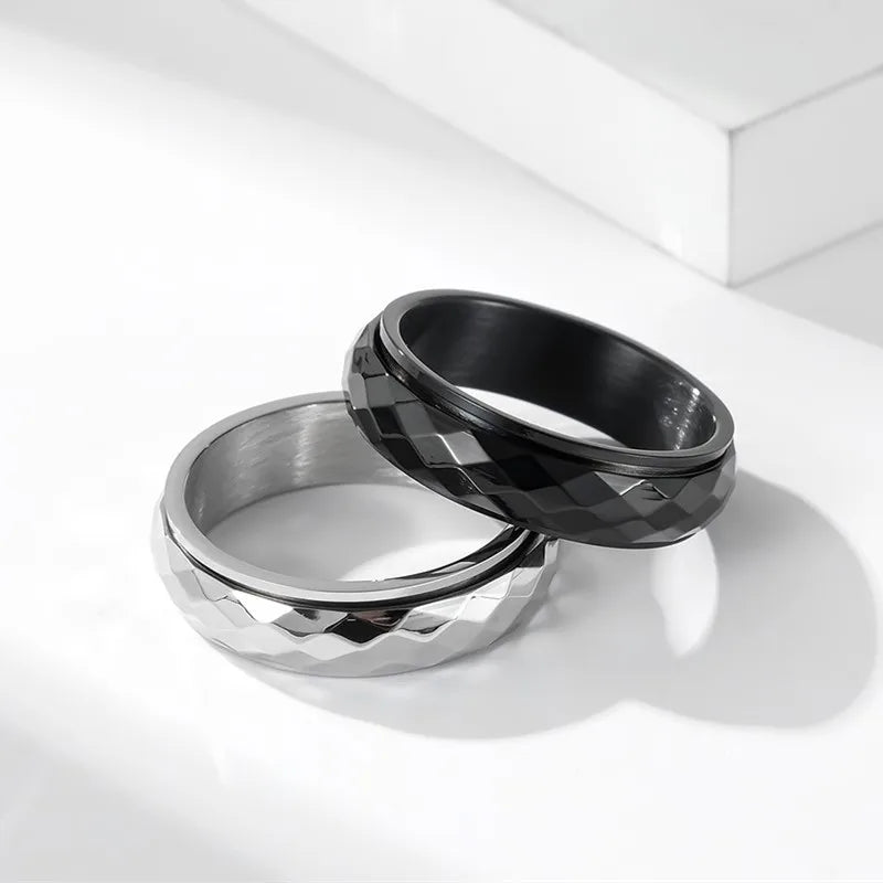 Stainless Steel Faceted Spinner Ring