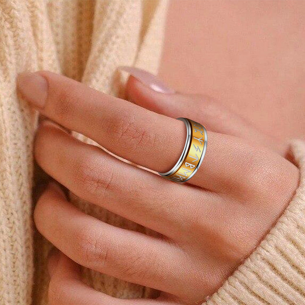 Vintage Nordic Rune Ring for Men