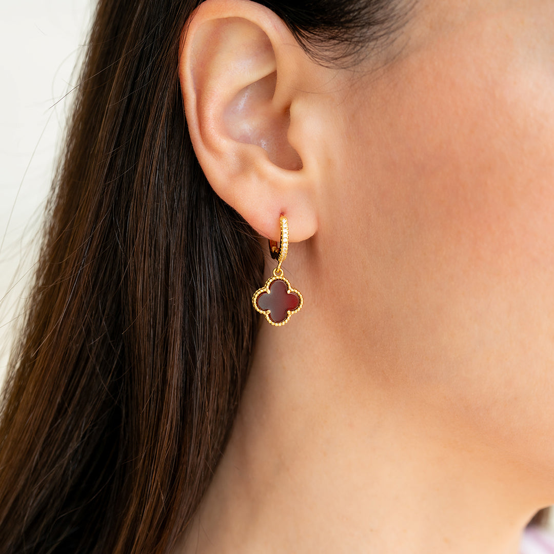 Pave Clover Drop Earrings