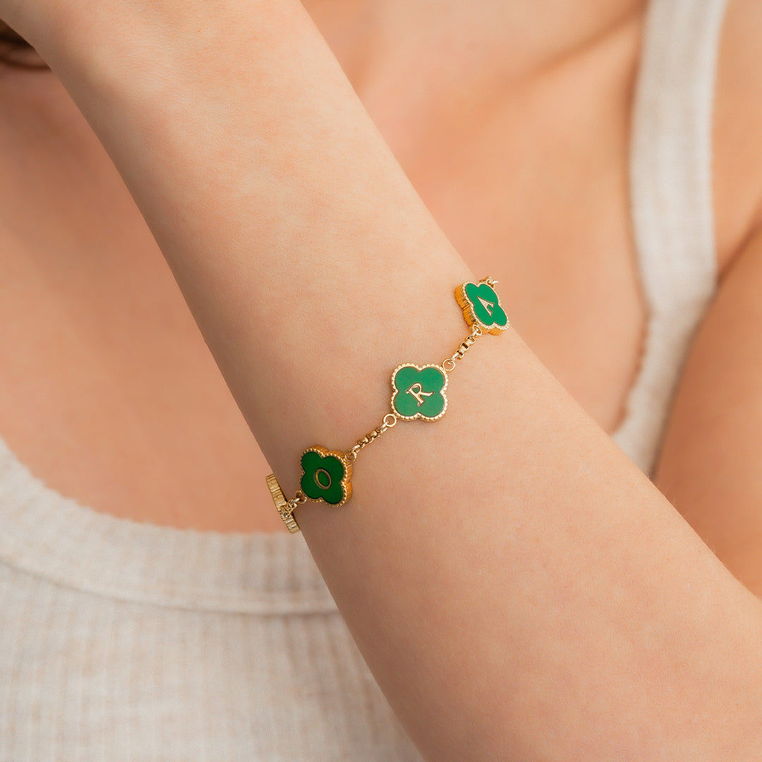 Colorful Clover Custom Name Bracelet