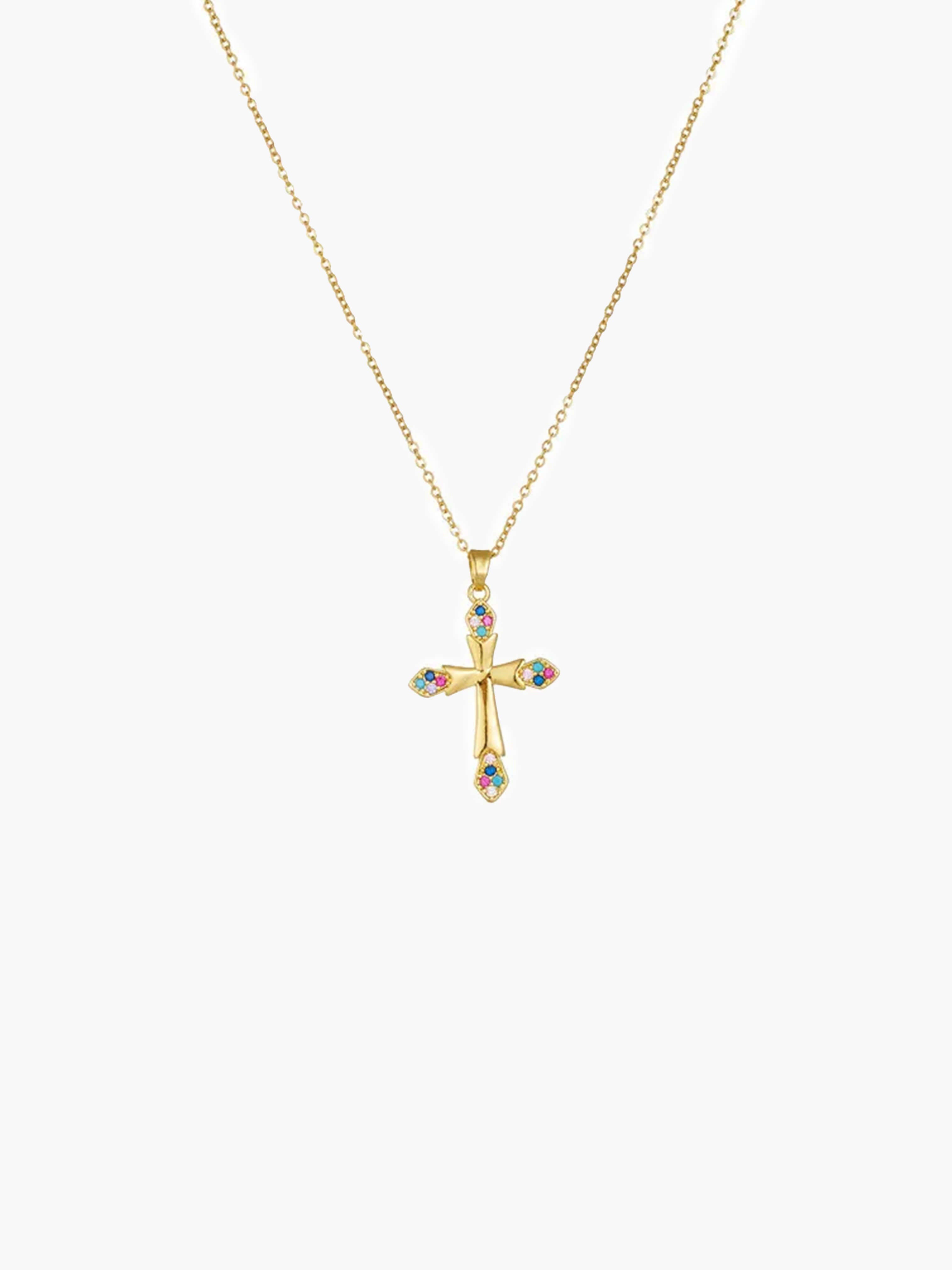 Lucy Zircon Cross Pendant Necklace