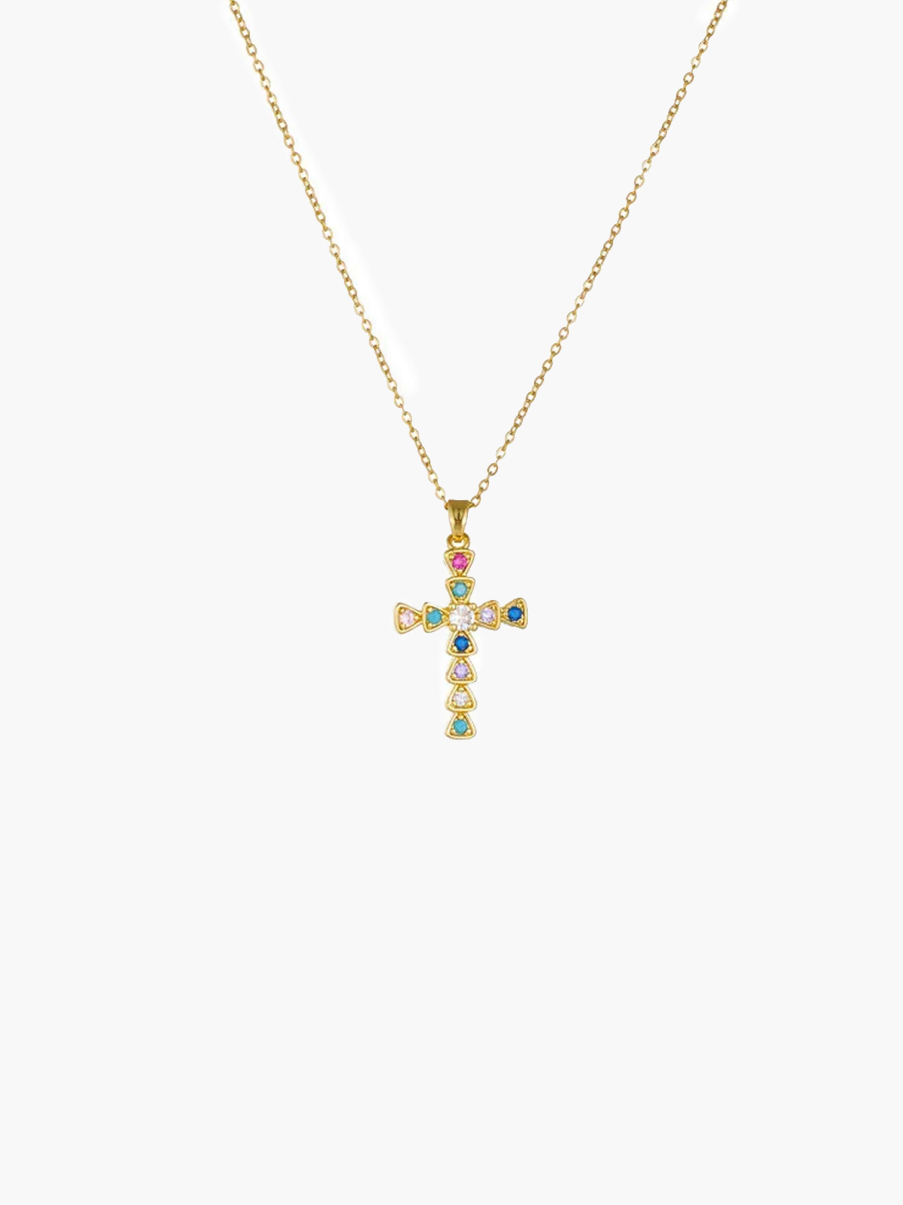 Lucy Zircon Cross Pendant Necklace