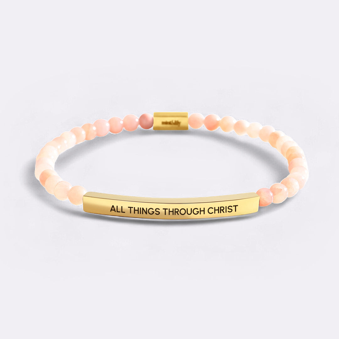 All Things Through Christ Gold Beaded Inspire Bracelet