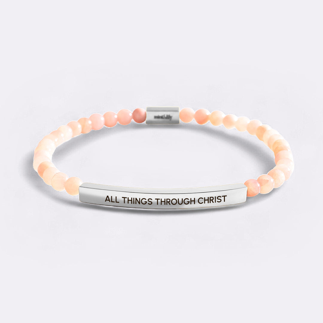 All Things Through Christ Silver Beaded Inspire Bracelet