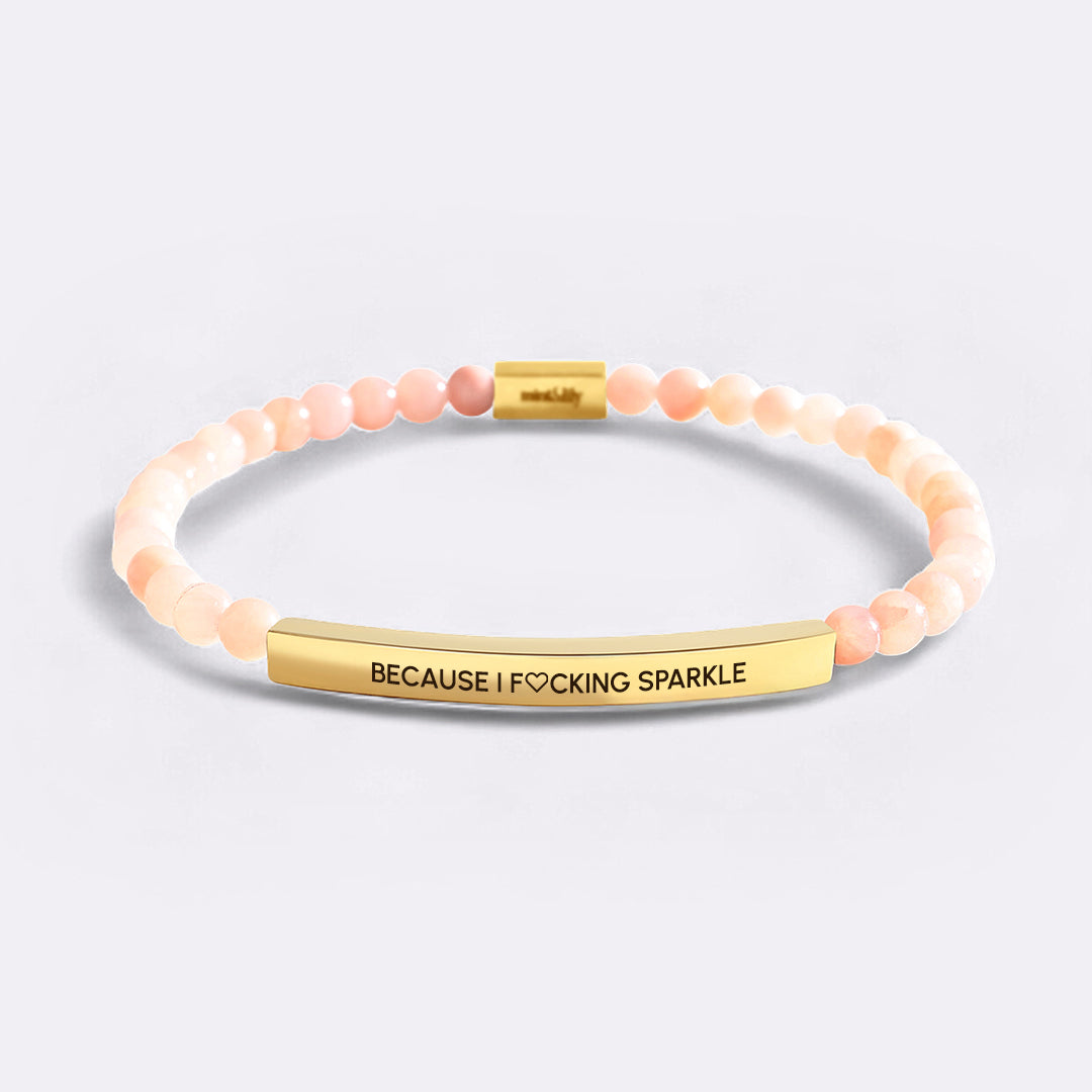 Because I Fing Sparkle Gold Beaded Inspire Bracelet