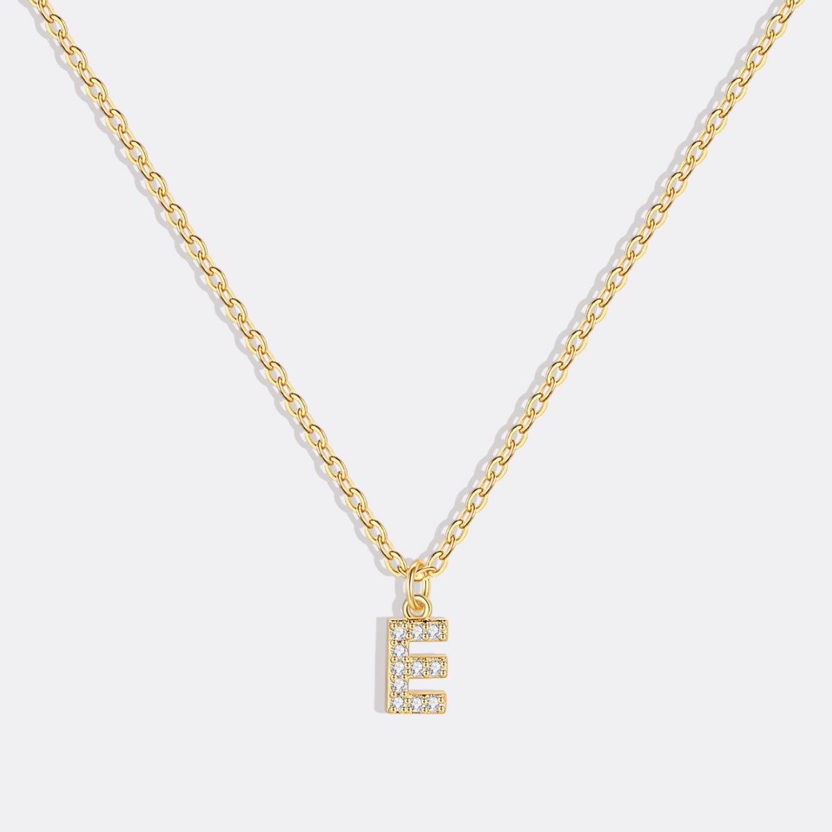 Gold Pavé Uppercase Initial Necklace