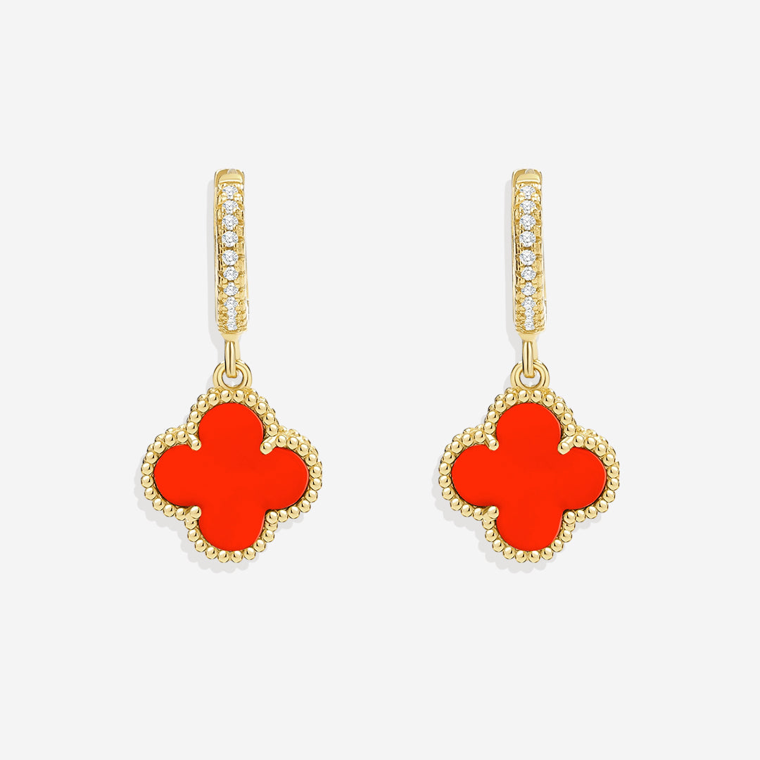Pave Clover Drop Earrings