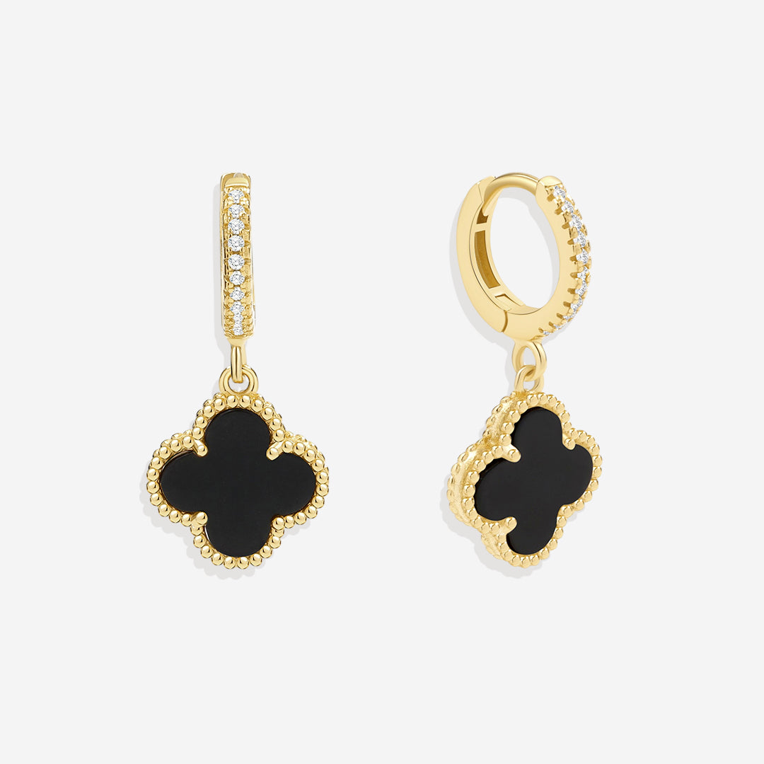 Pave Clover Drop Earrings