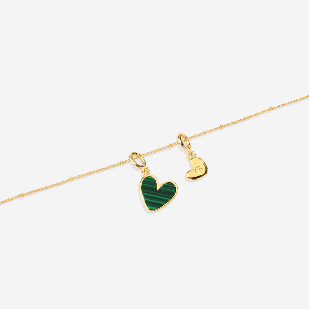 Malachite Heart Initial Necklace
