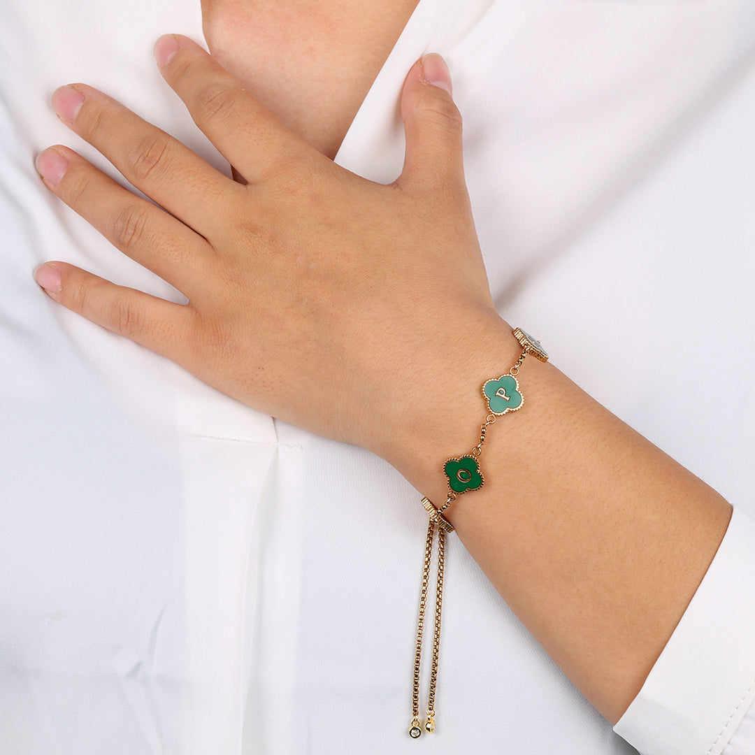 Colorful Clover Custom Name Bracelet