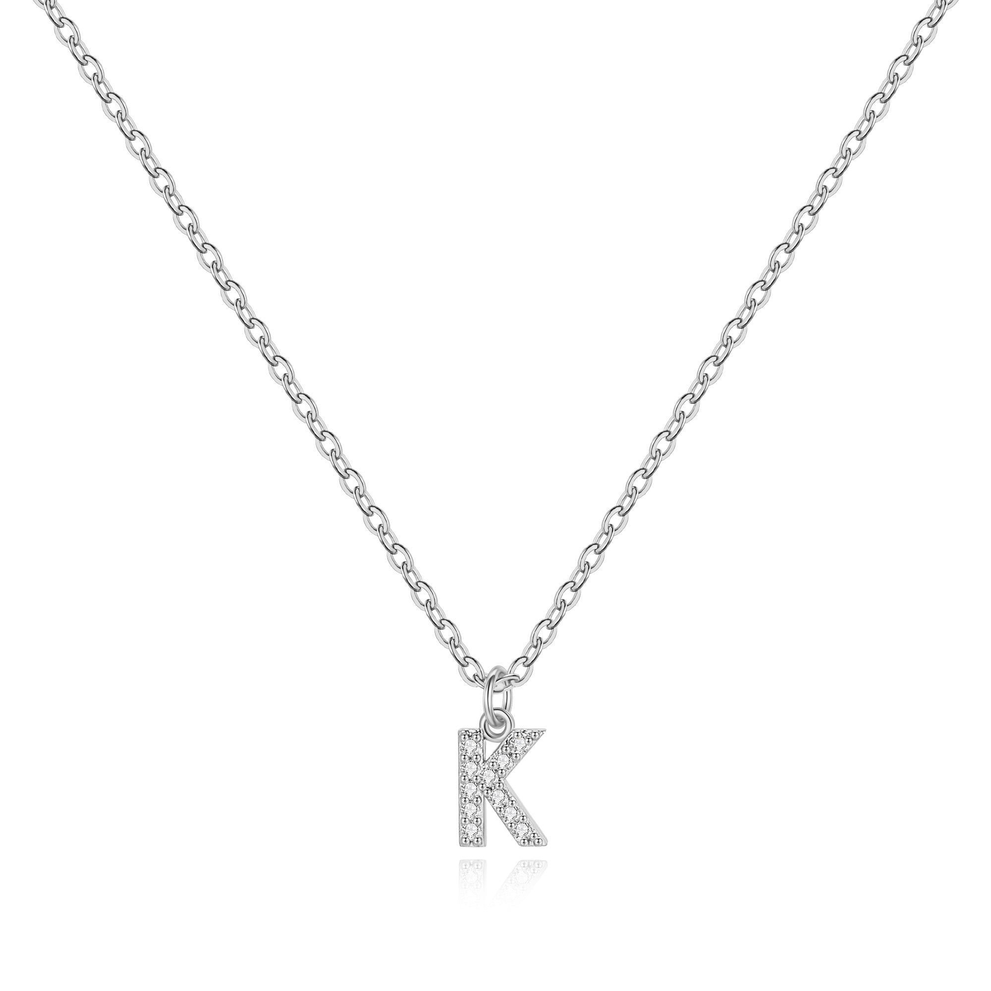 Sterling Silver Pavé Uppercase Initial Necklace