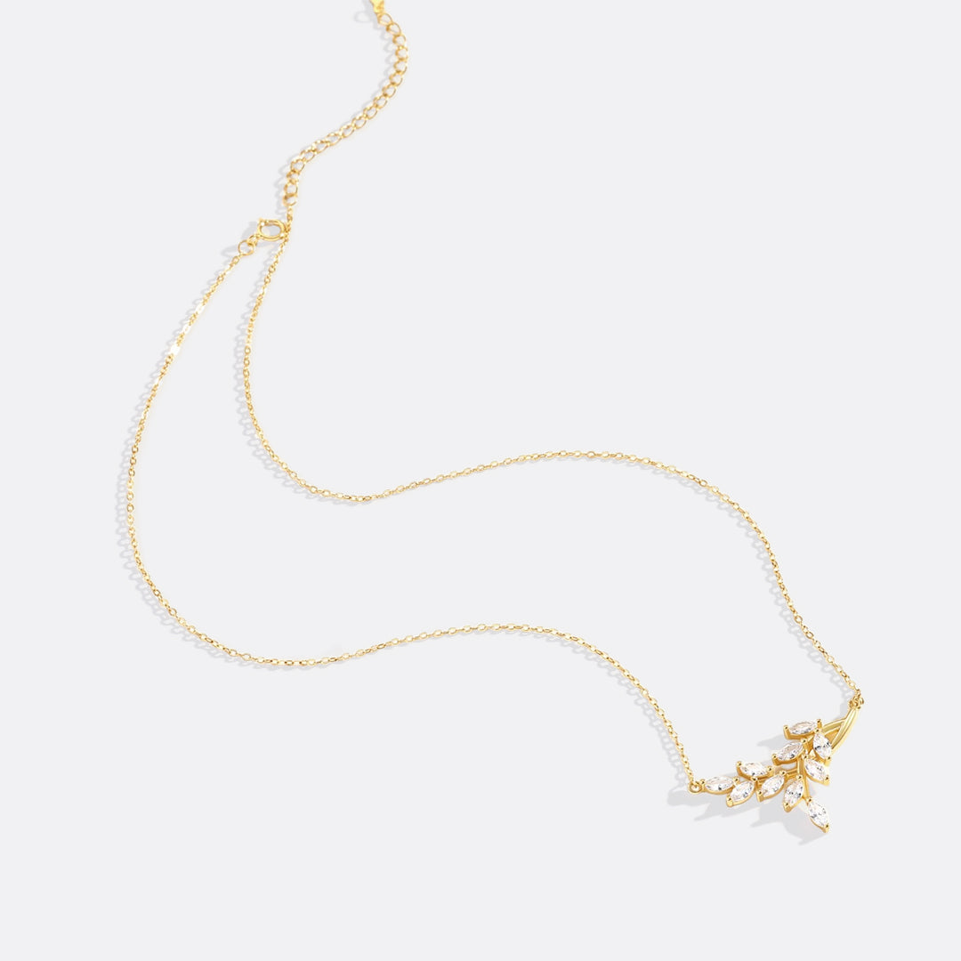 Birthstone Leaf Pendant Necklace