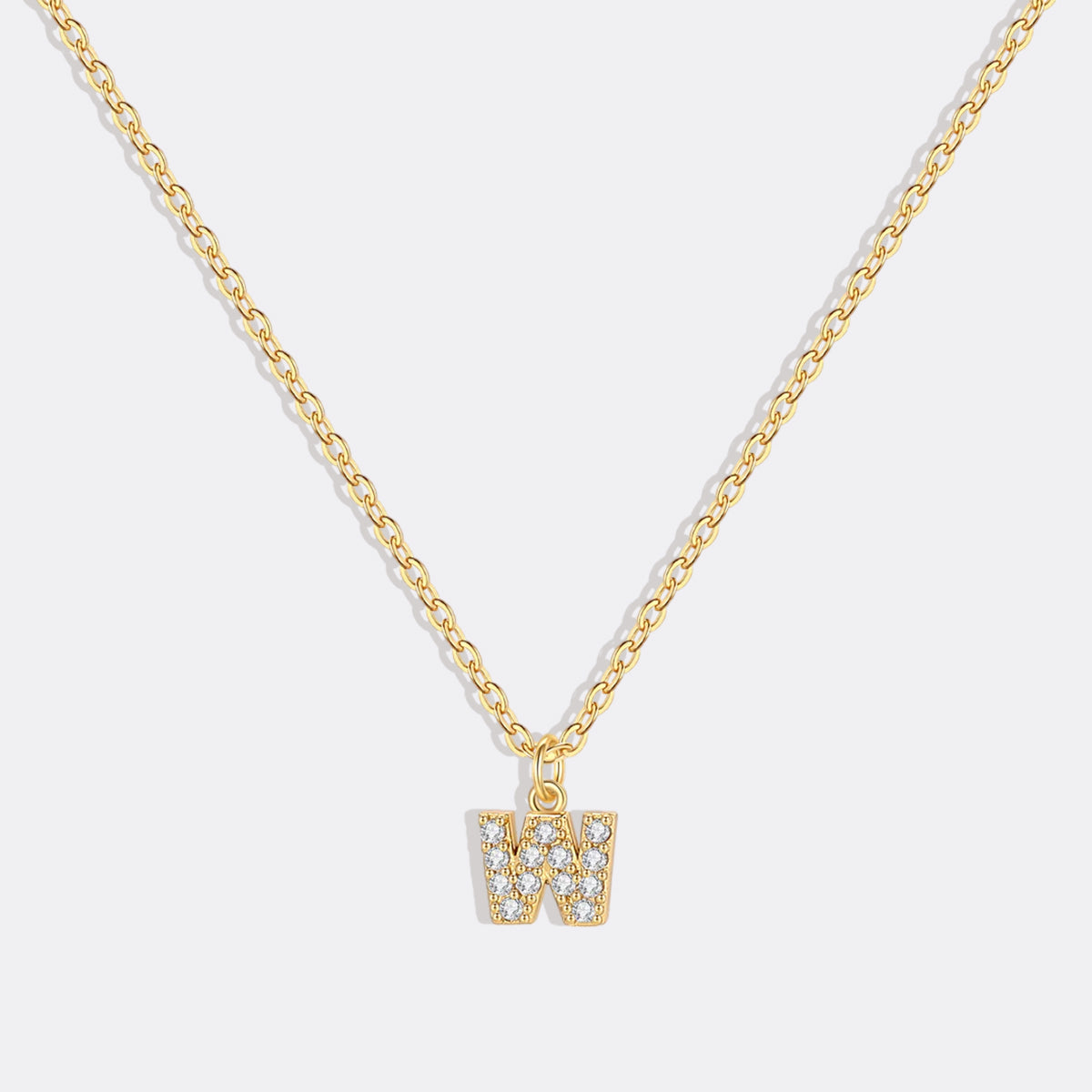 Gold Pavé Uppercase Initial Necklace