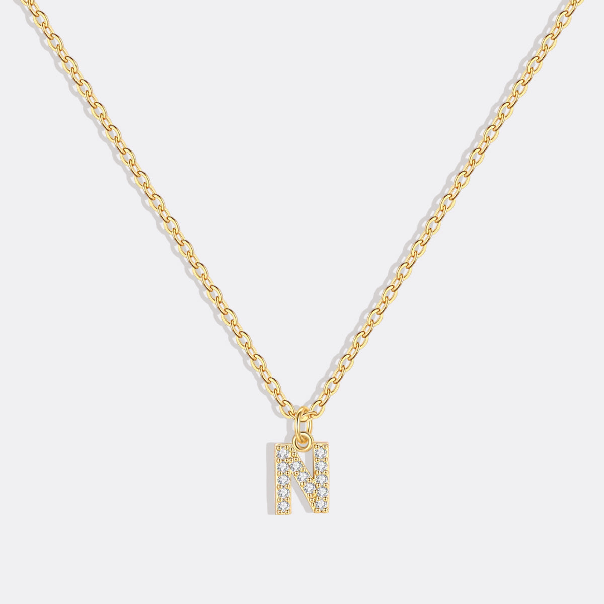 Gold Pavé Uppercase Initial Necklace