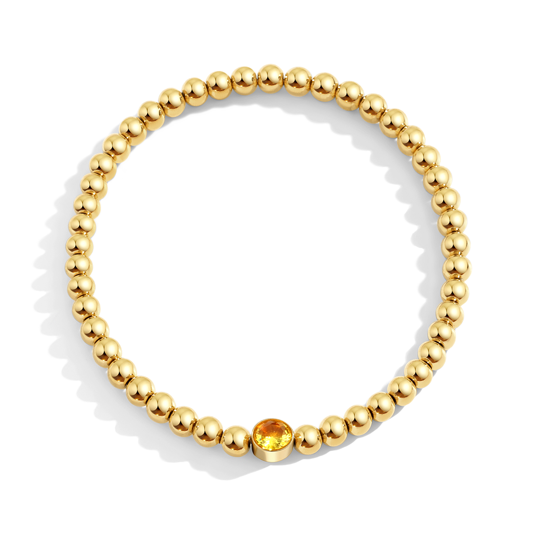 Gold Beaded Bubble Birthstone Bracelet