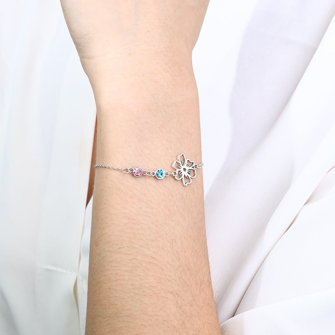 Personalized Birth Flower & Birthstones Bracelet March Daffodil