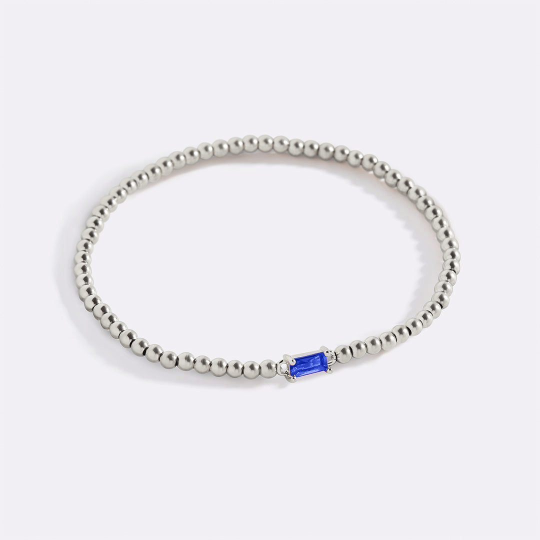 Sterling Silver Beaded Birthstone Bracelet