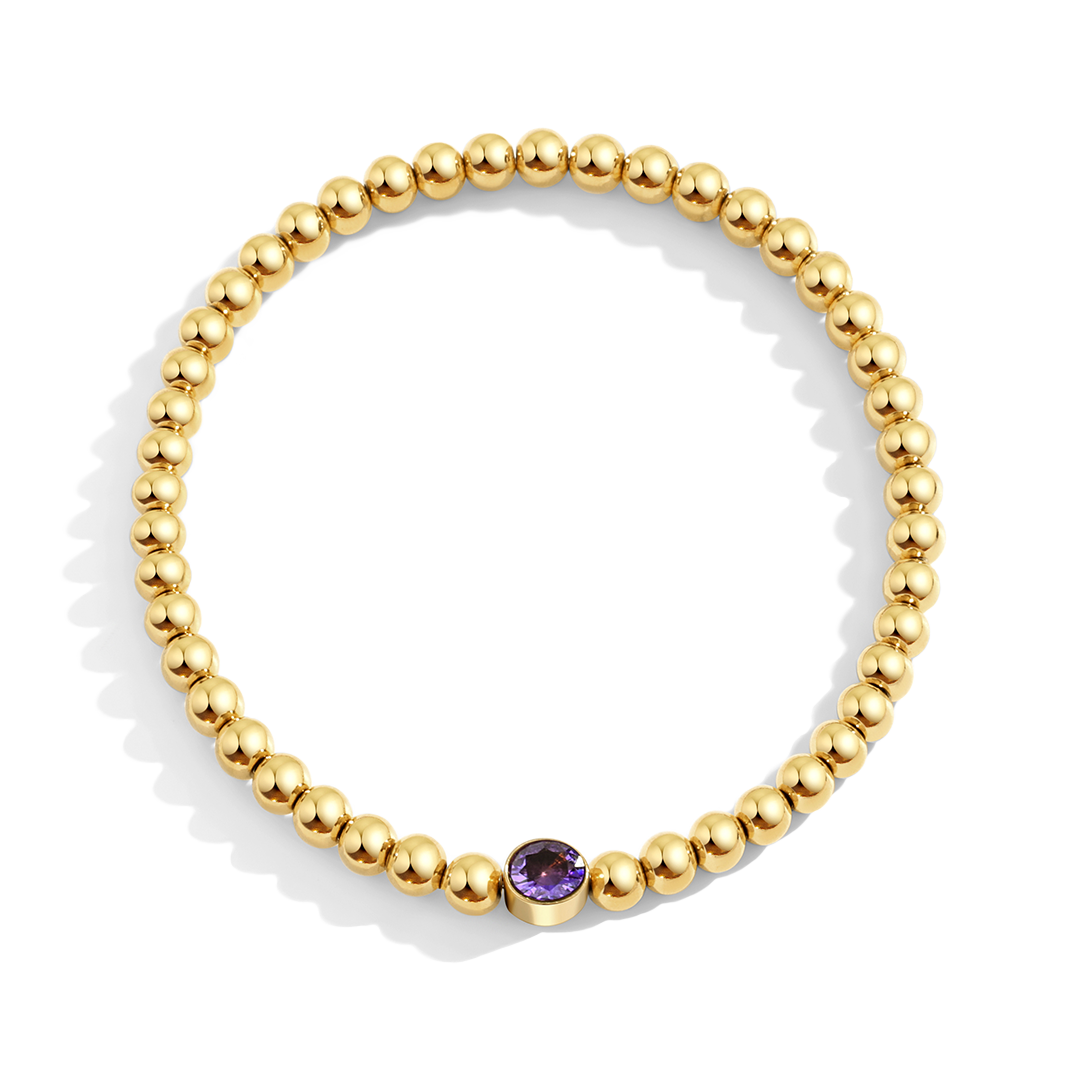 Gold Beaded Bubble Birthstone Bracelet