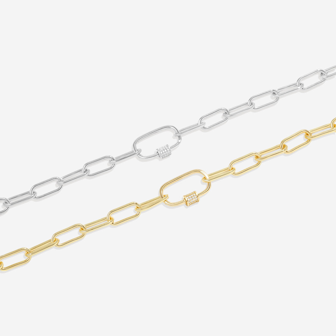 Link Chain Necklace with Pave Carabiner