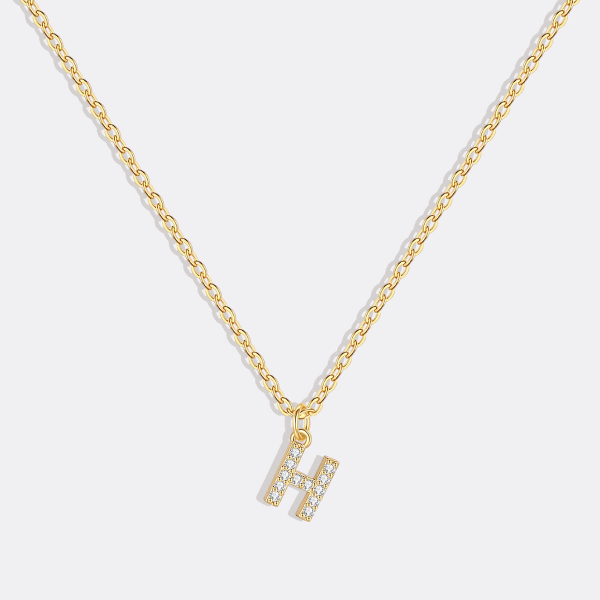 Gold Pavé Uppercase Initial Necklace