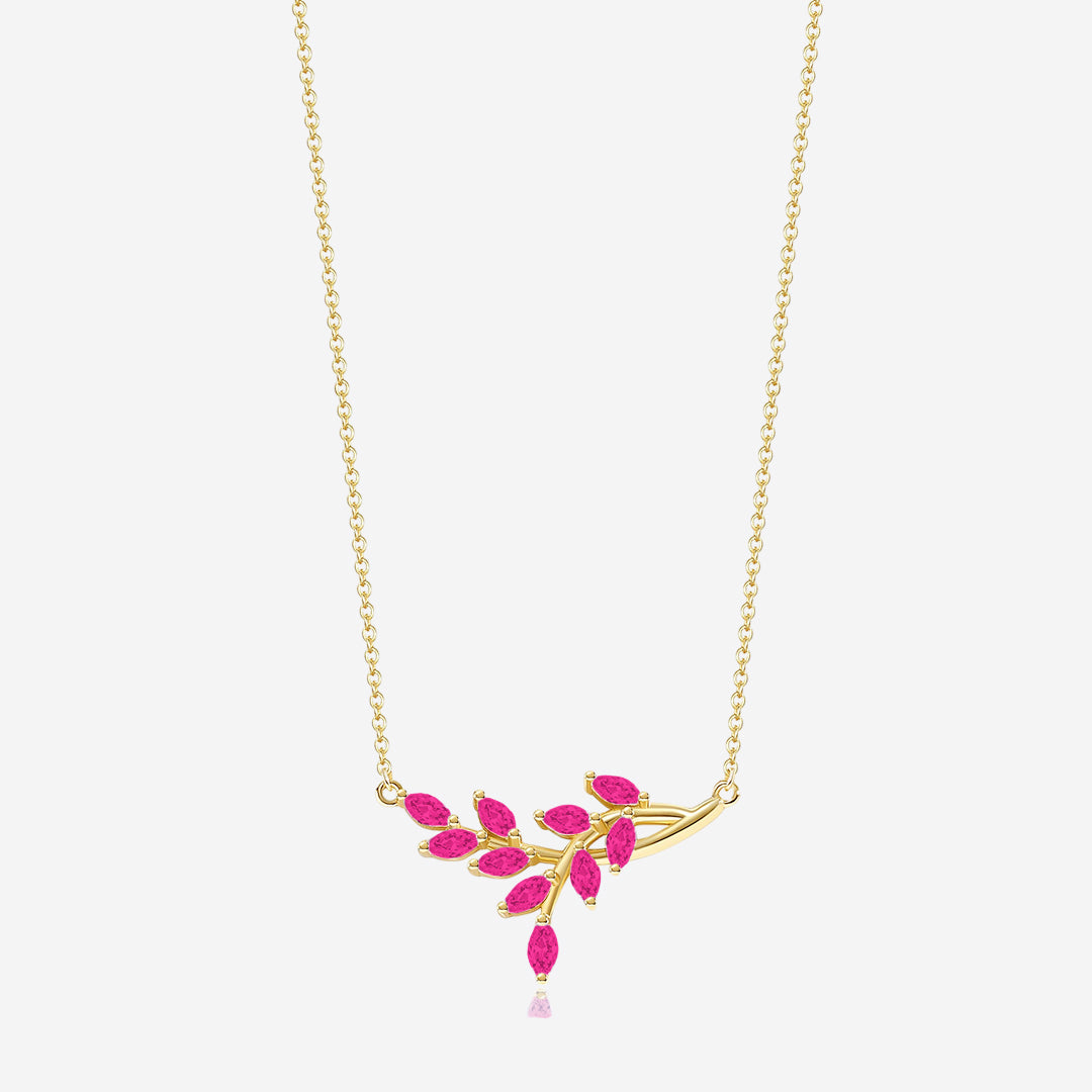 Birthstone Leaf Pendant Necklace
