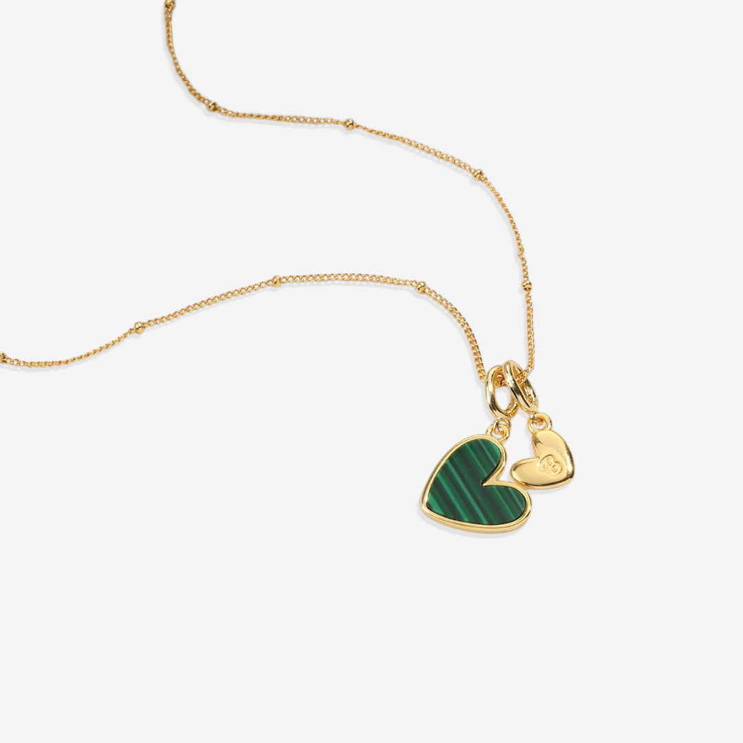 Malachite Heart Initial Necklace