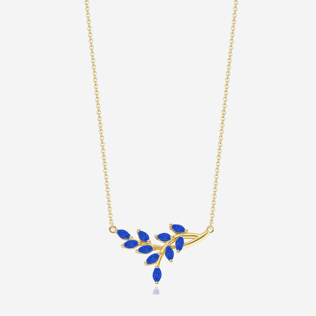Birthstone Leaf Pendant Necklace