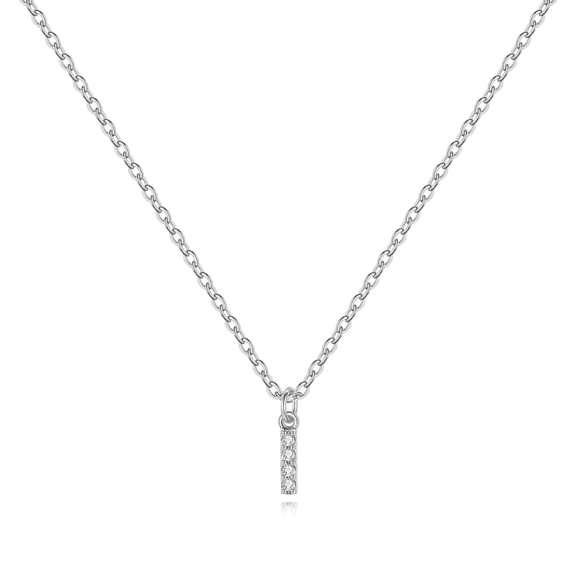 Sterling Silver Pavé Uppercase Initial Necklace