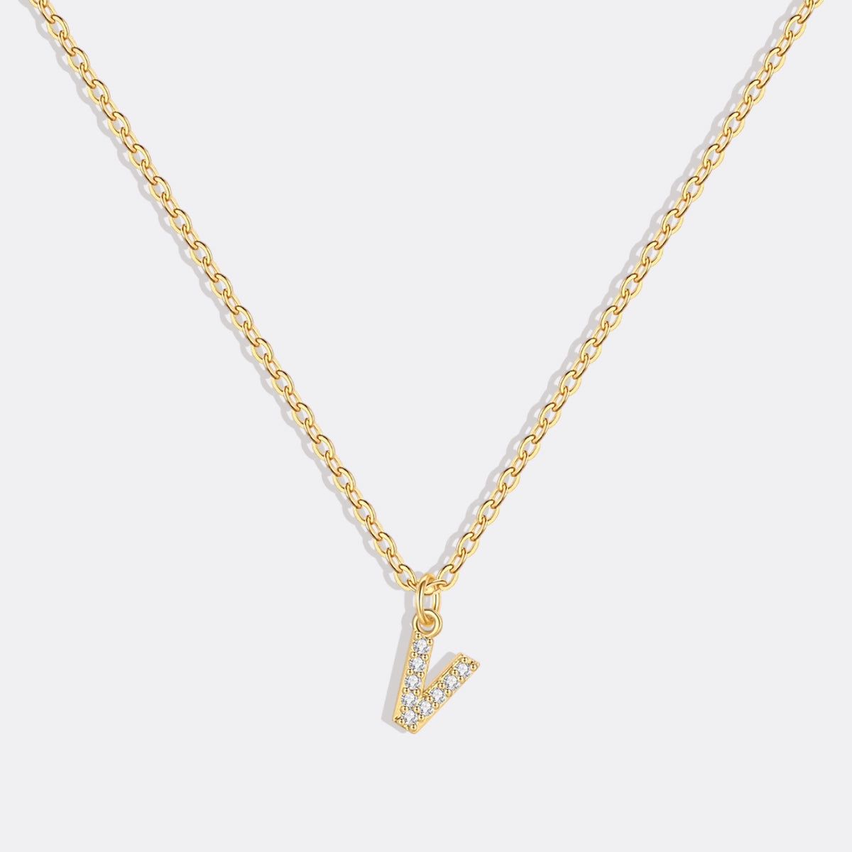 Gold Pavé Uppercase Initial Necklace