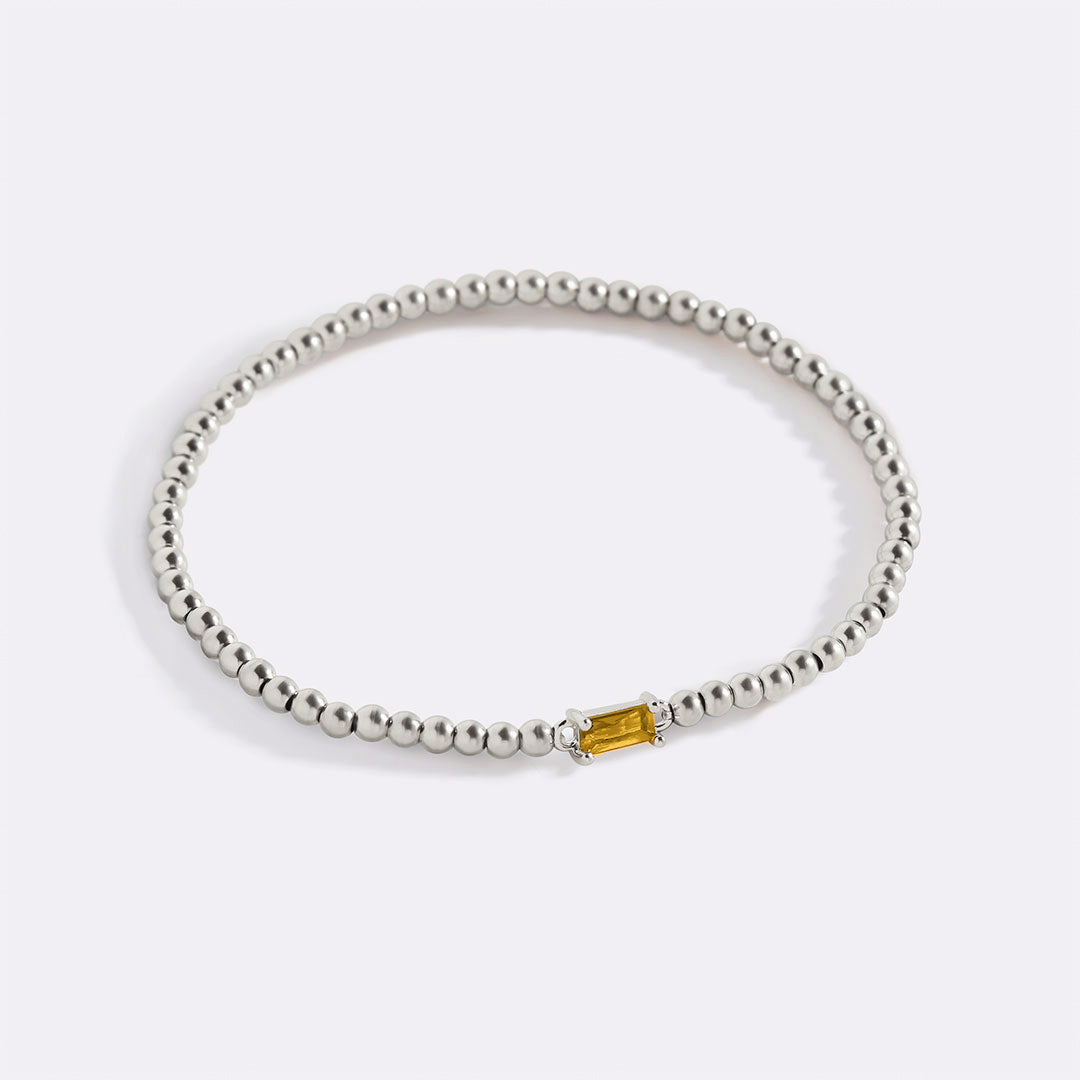 Sterling Silver Beaded Birthstone Bracelet
