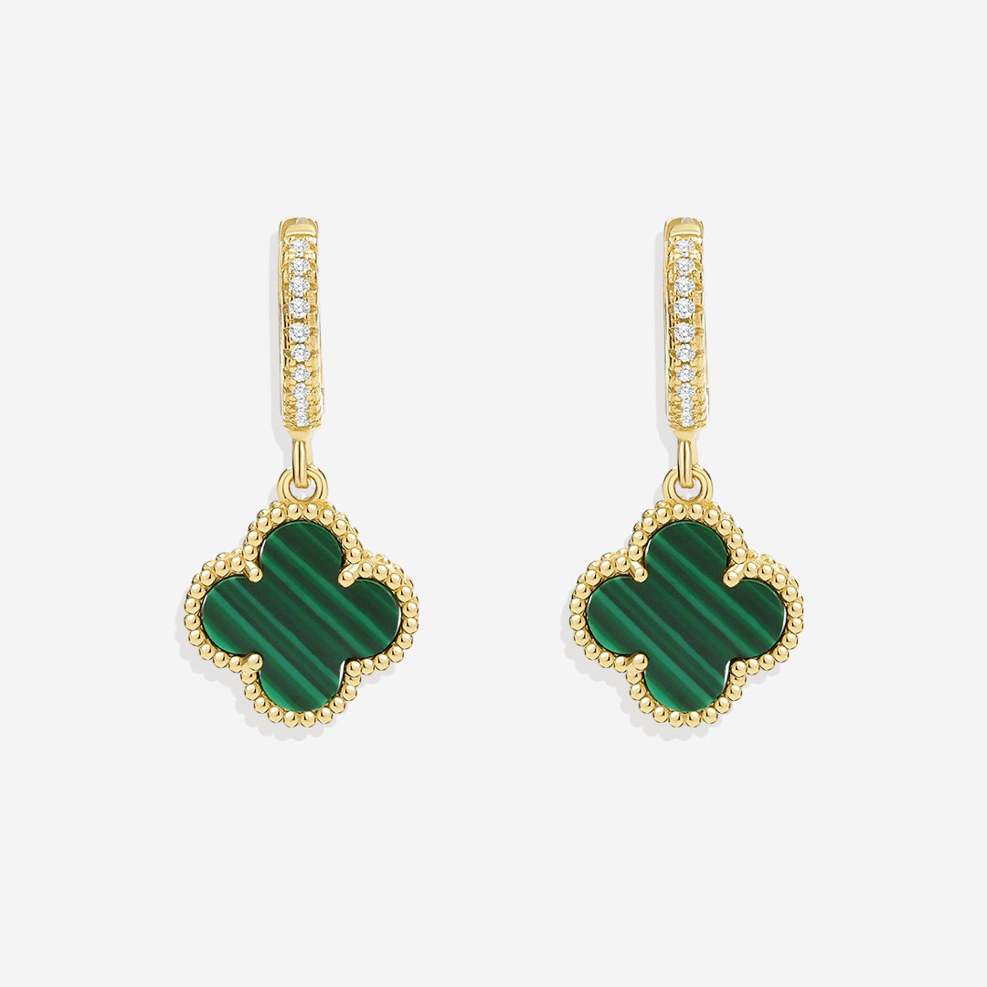Pave Clover Drop Earrings