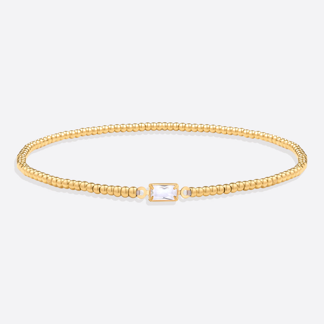 Gold Beaded Birthstone Bracelet