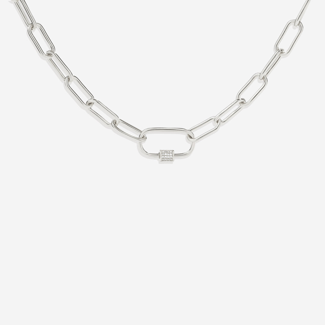 Link Chain Necklace with Pave Carabiner