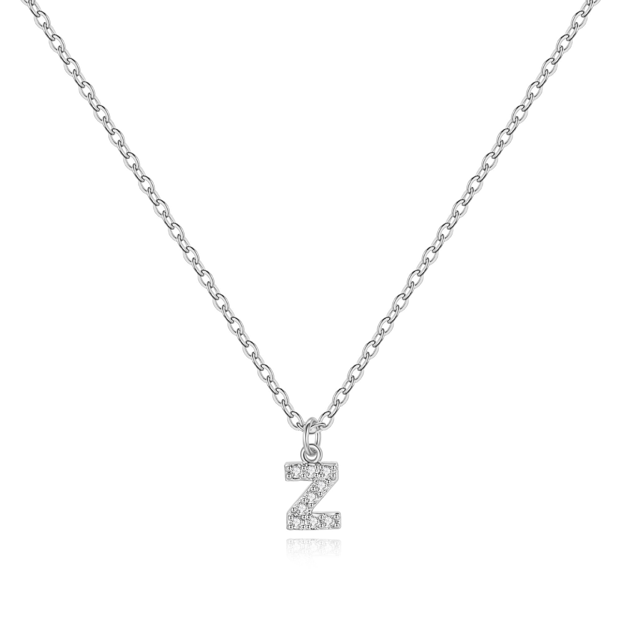 Sterling Silver Pavé Uppercase Initial Necklace