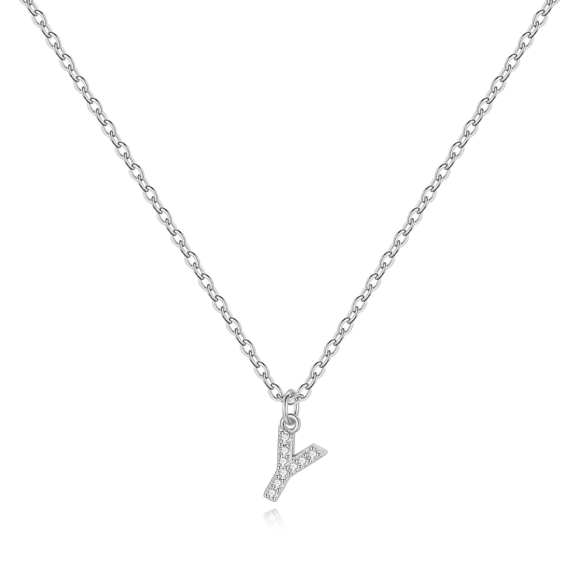 Sterling Silver Pavé Uppercase Initial Necklace