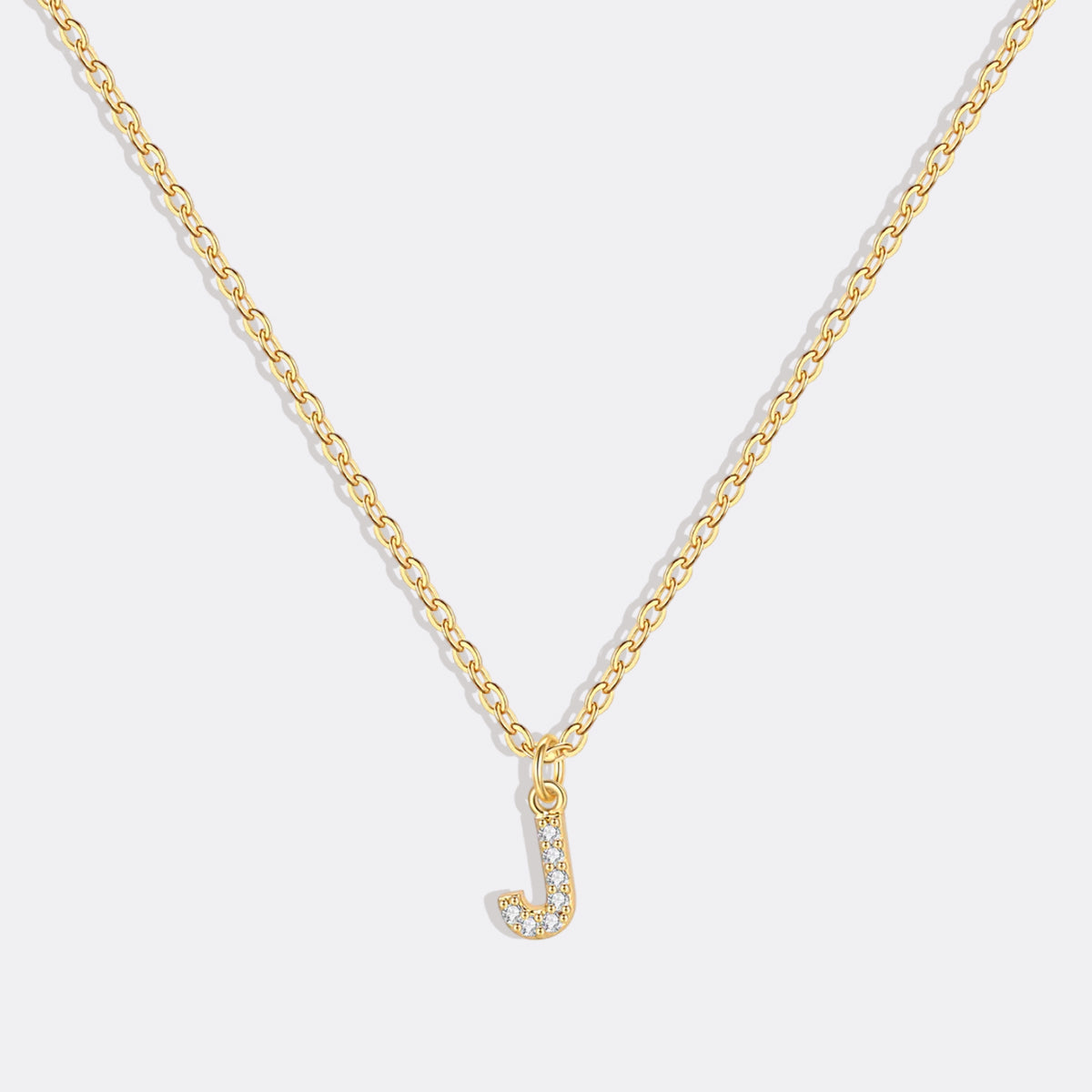 Gold Pavé Uppercase Initial Necklace