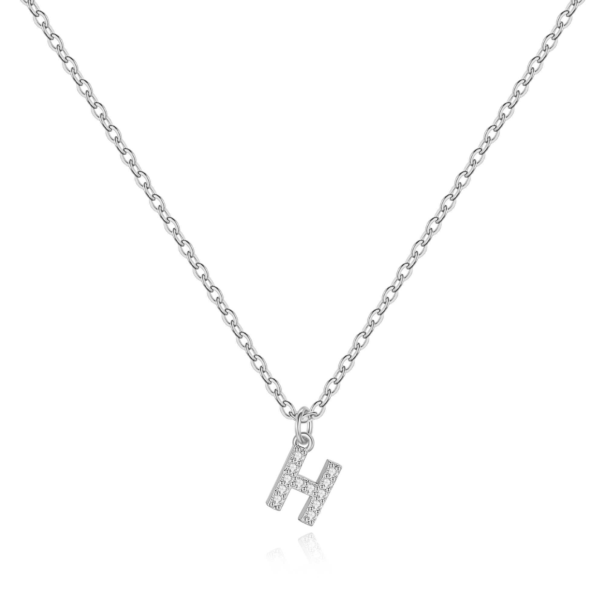 Sterling Silver Pavé Uppercase Initial Necklace