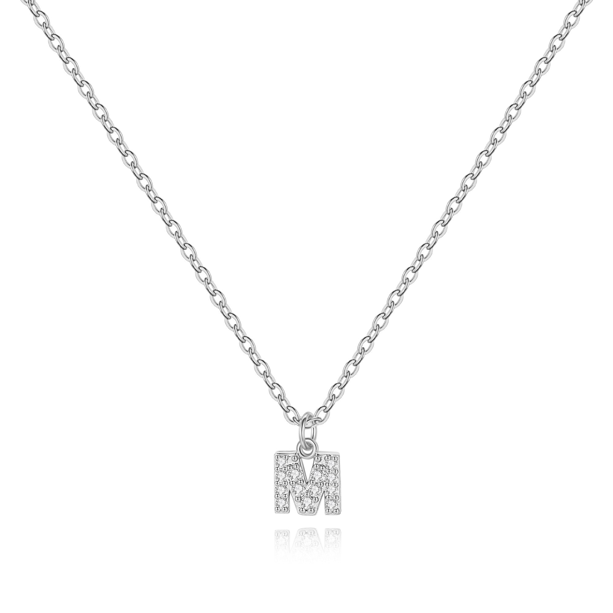 Sterling Silver Pavé Uppercase Initial Necklace