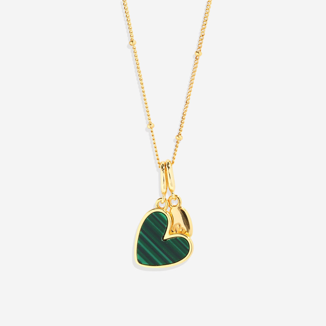 Malachite Heart Initial Necklace