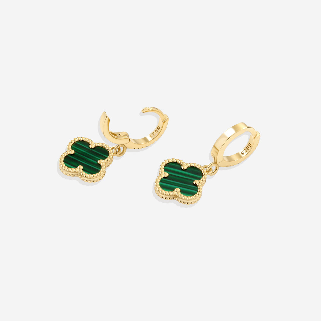 Pave Clover Drop Earrings