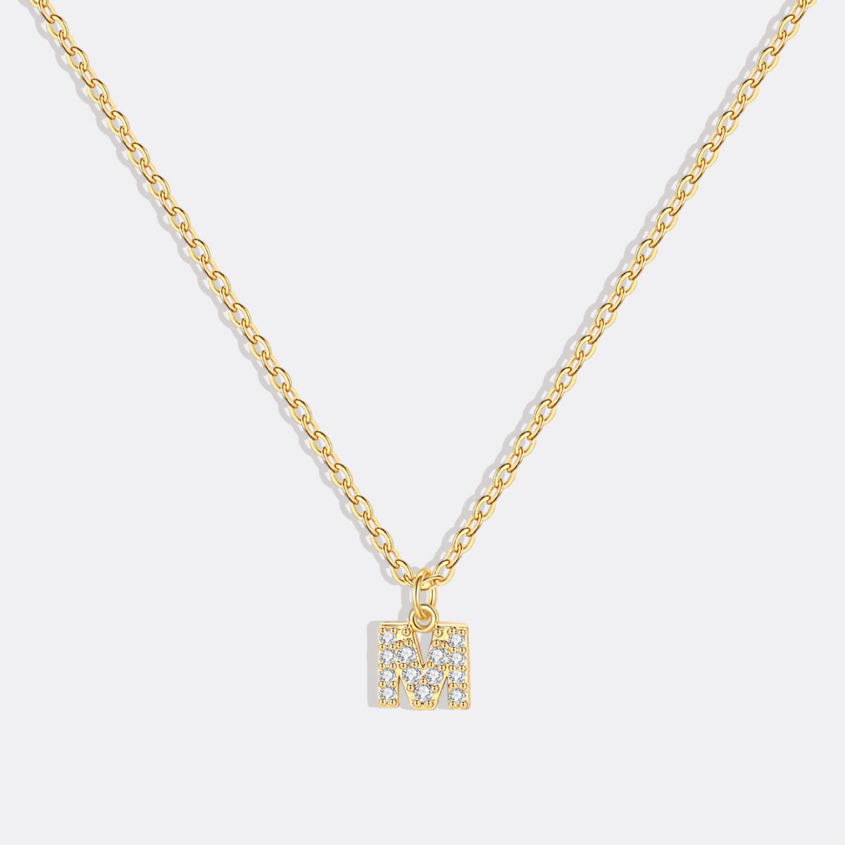 Gold Pavé Uppercase Initial Necklace