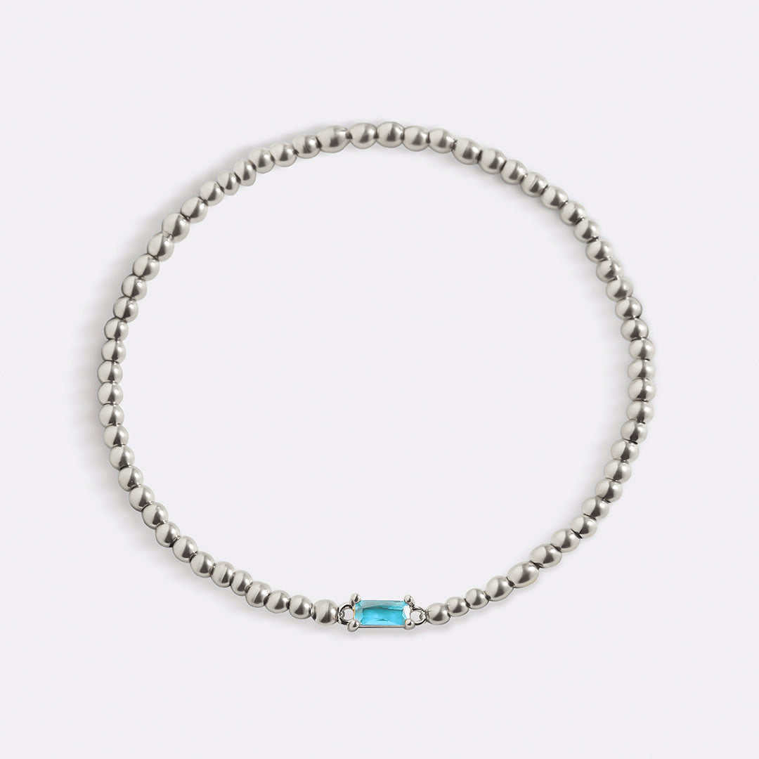 Sterling Silver Beaded Birthstone Bracelet