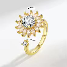 Sun Bloom™ – Gold & Silver Crystal Flower Ring