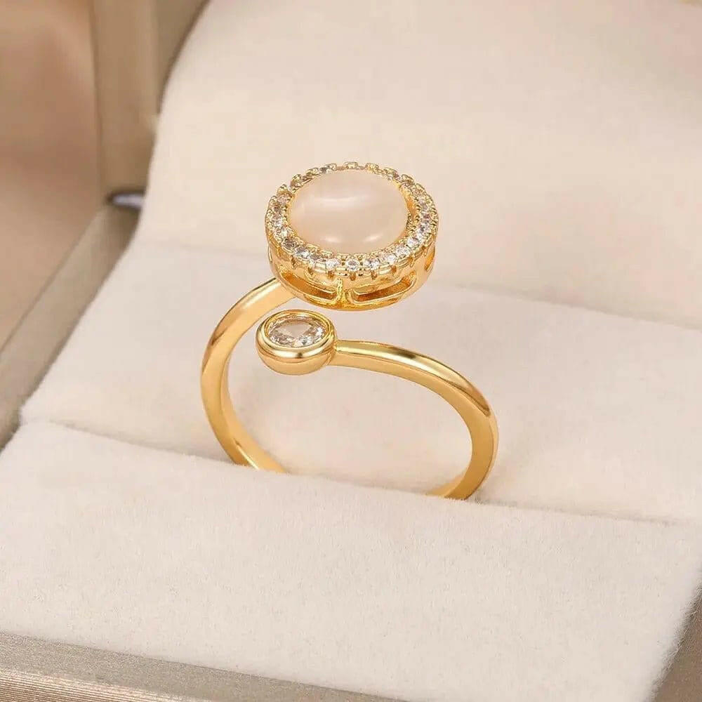 Opal Gold Plated Fidget Spinner Ring