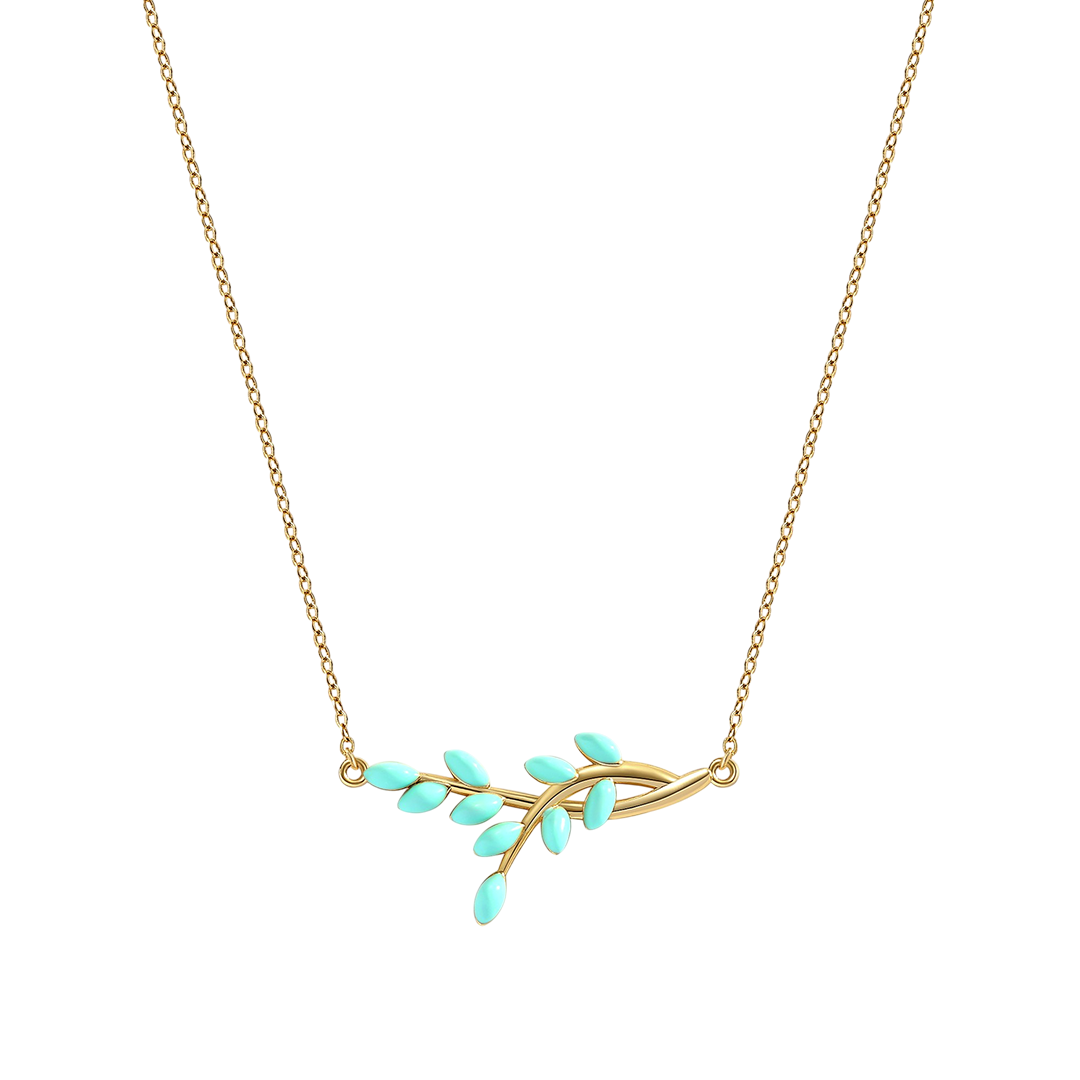 Enamel Leaf Pendant Necklace