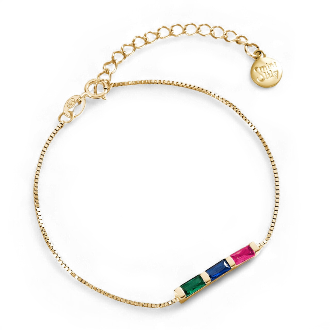 Dainty Baguette Birthstone Bracelet