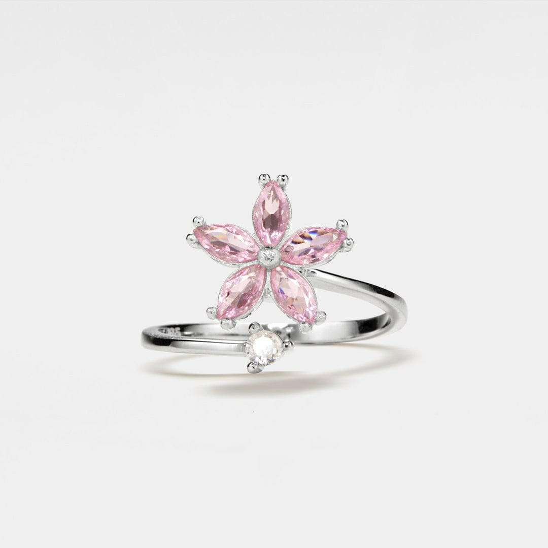 Pink Flower Fidget Spinner Ring
