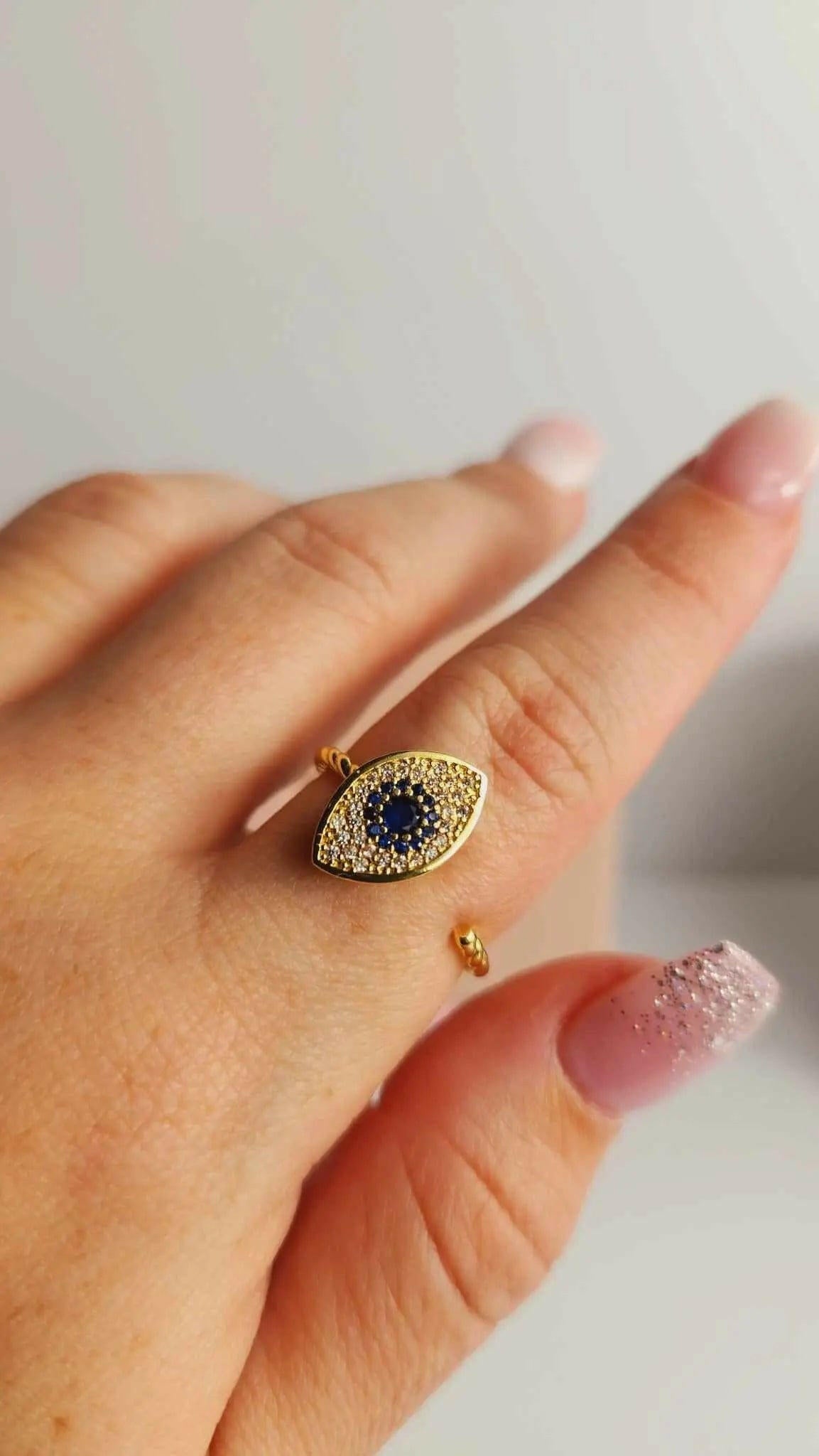 Plated Evil Eye Fidget Spinner Ring