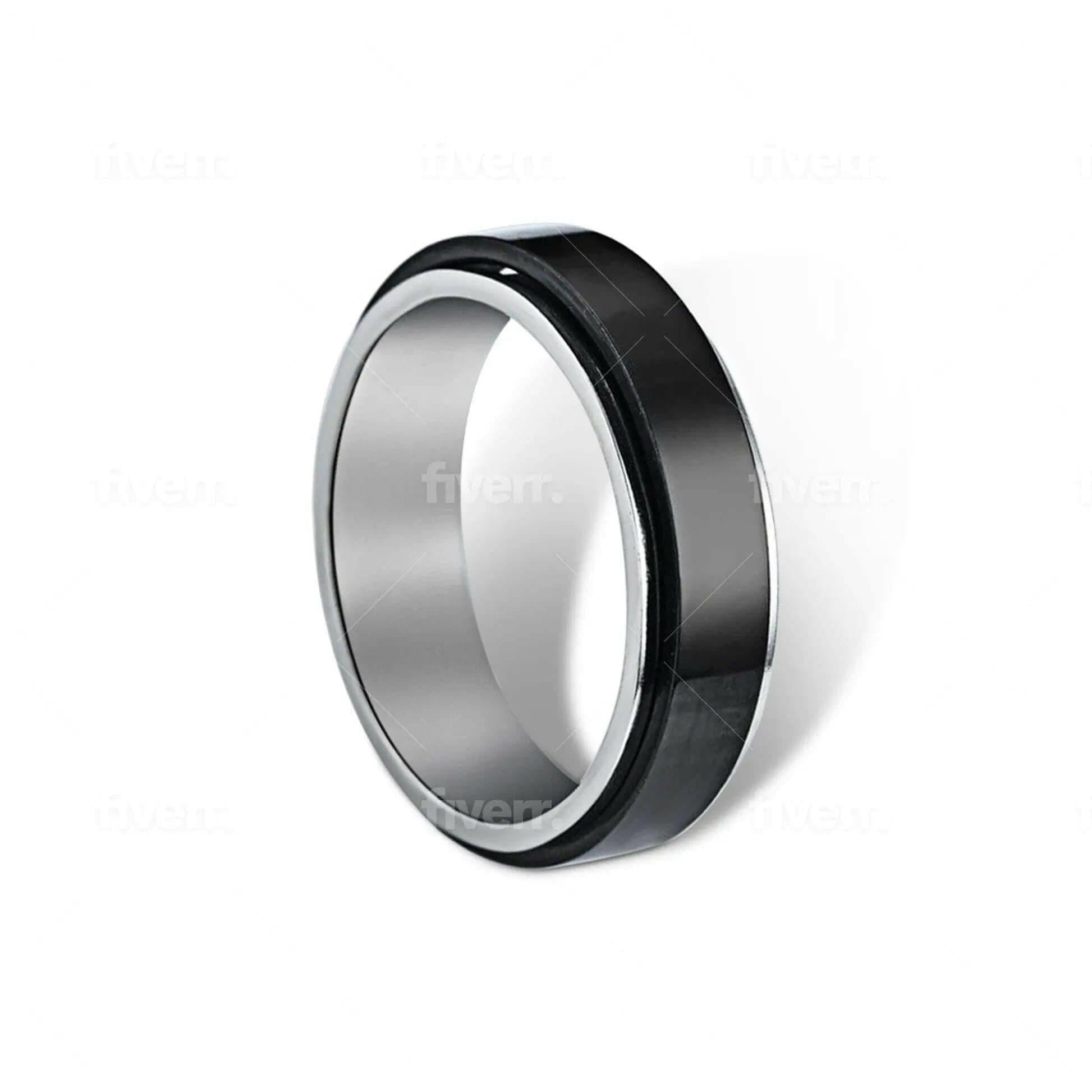 Black Fidget Rotating Spinner Ring